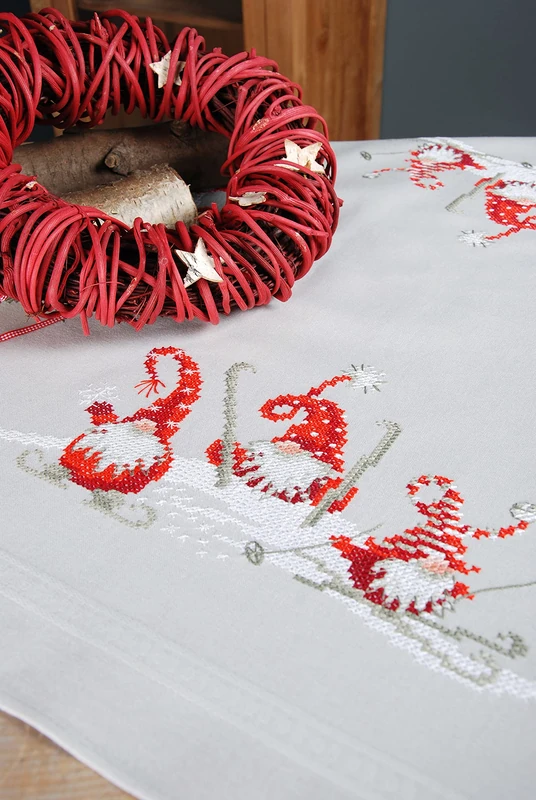 Vervaco Printed Tablecloth Cross Stitch Kit, Multicoloured, 80x80cm