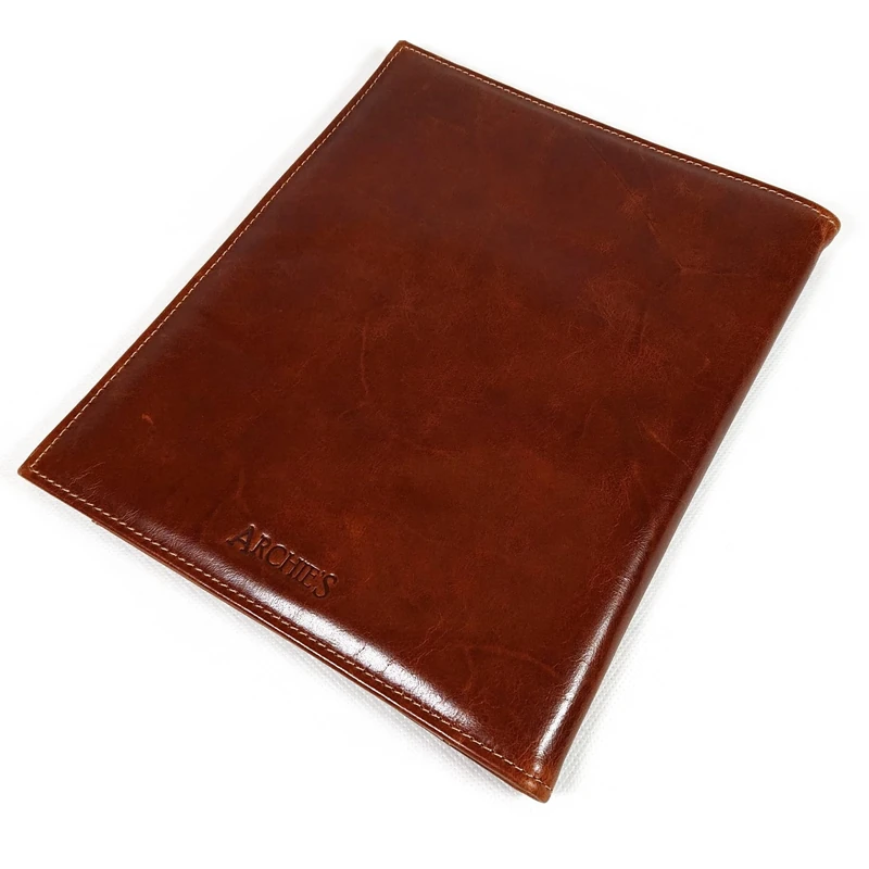 Archie's Calligraphy Notebook Leather Cover. B5 Genuine Leather Journal Cover with Pen Holder and Pockets, Classic & Elegant Design, Made in Europe, Light Brown Cognac
