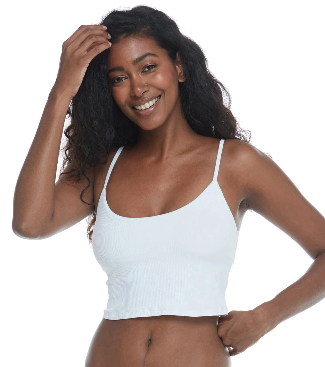 Body Glove Women's Standard Norah Crop Bikini Top Swimsuit, White Ibiza Rib, Medium