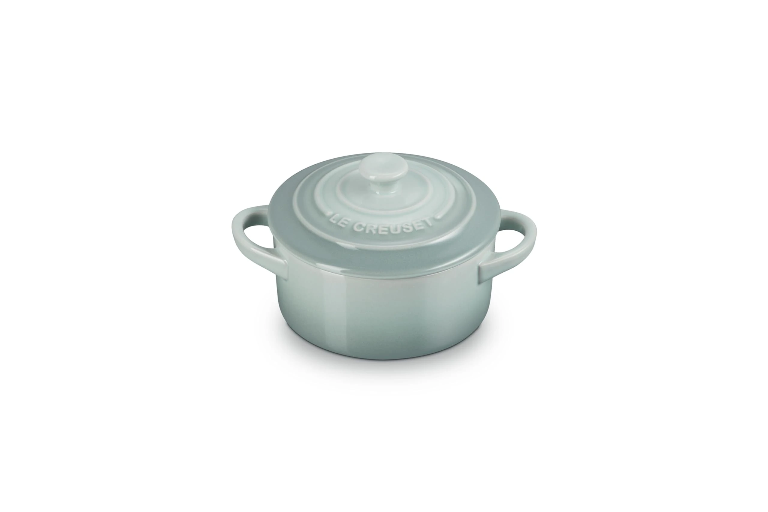 Le Creuset Stoneware Mini Round Cocotte with Lid, 8 oz., Sea Salt