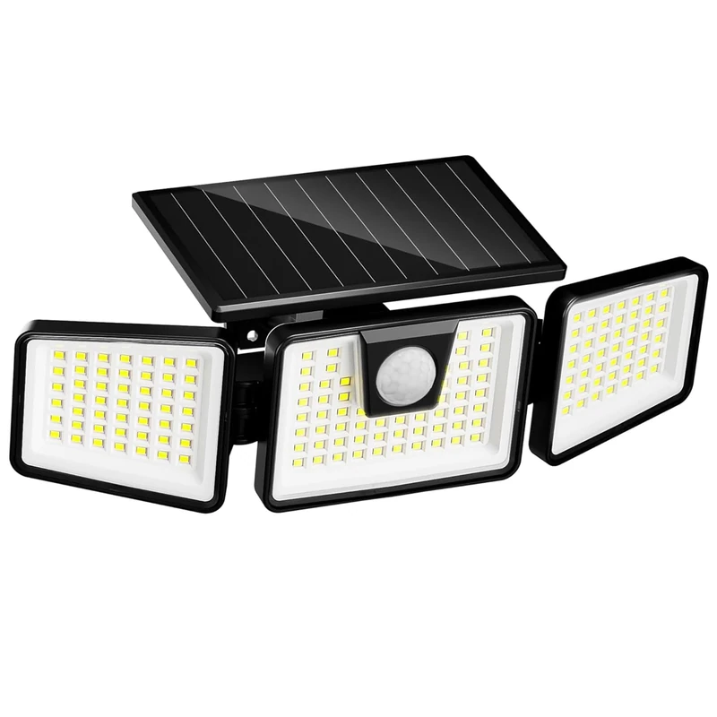 LUMI JARDIN Lumisky Falcon 3-Head Solar Spotlight with Powerful White LED Light Height 9.3 cm with Adjustable Motion Sensor