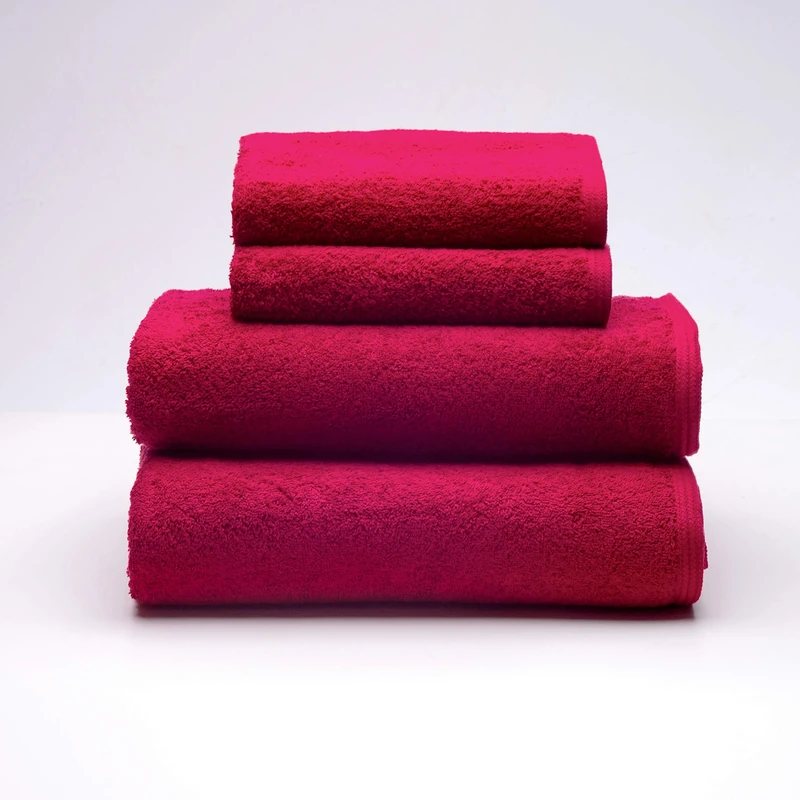 Sancarlos - Set of 4 Ocean Towels, 2 Wash Basin and 2 Bath Towels, Maroon, 100% Cotton, 550 g/m2