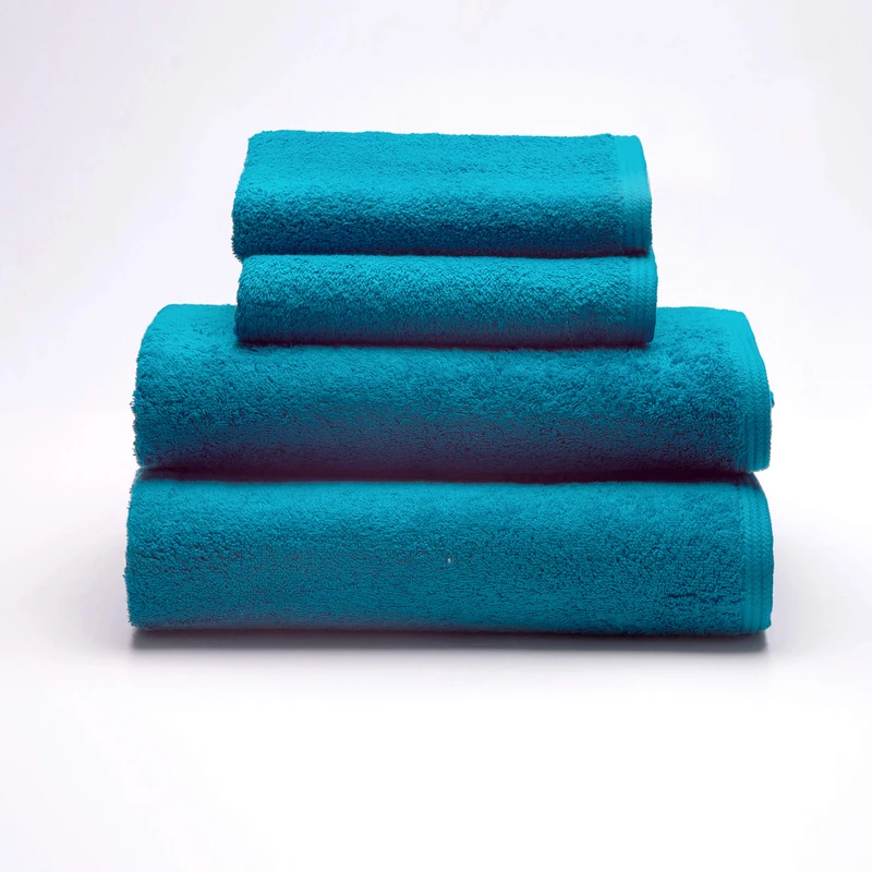 Sancarlos - Set of 4 Ocean Towels, 2 Wash Basin and 2 Bath Towels, Emerald Color, 100% Cotton, 550 g/m2