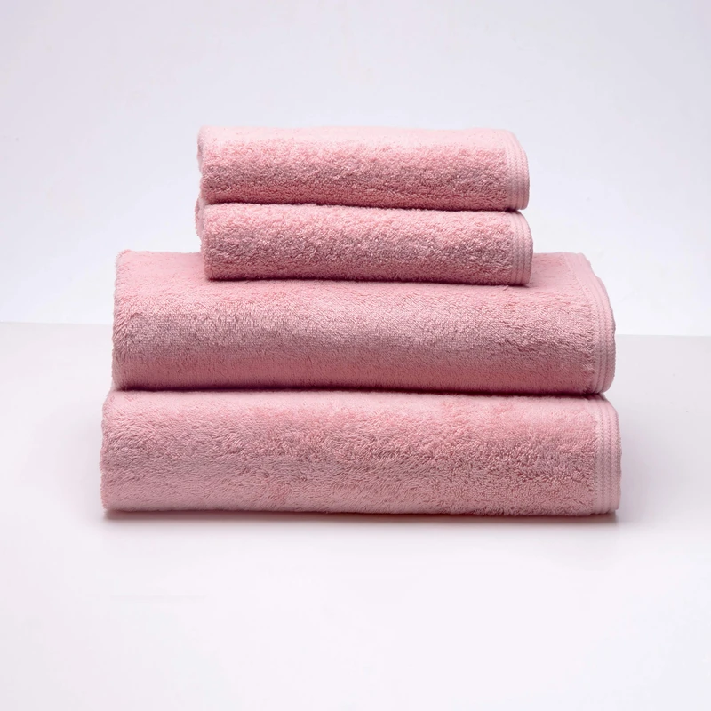 Sancarlos - Set of 4 Ocean Towels, 2 Washbasin and 2 Bathroom, Pink, 100% Cotton, 550 g/m2