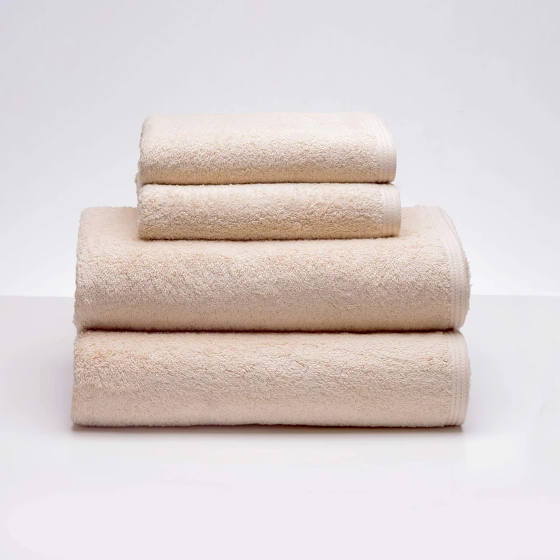 Sancarlos - Set of 4 Ocean Towels, 2 Washbasin and 2 Bathrooms, Beige, 100% Cotton, 550 g/m2