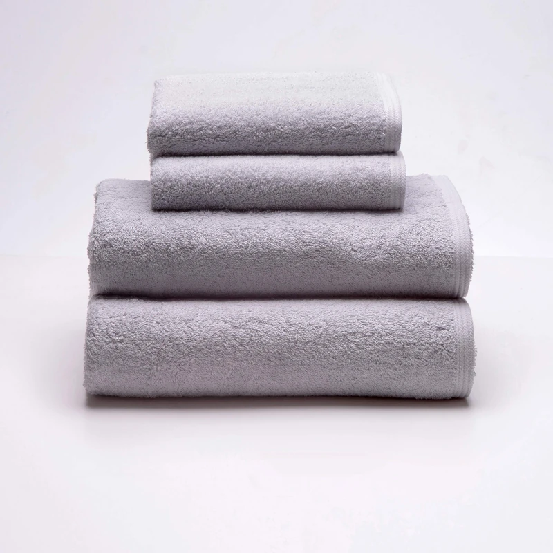 Sancarlos - Set of 4 Ocean Towels, 2 Wash Basin and 2 Bath Towels, Light Grey, 100% Cotton, 550 g/m2