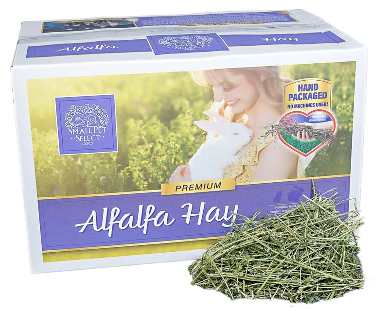 Small Pet Select Alfalfa Hay Pet Food for Young Rabbits, Guinea Pigs, Chinchillas, Tortoises and Other Small Animals, Easy to Store Box, 40lb (18kg)