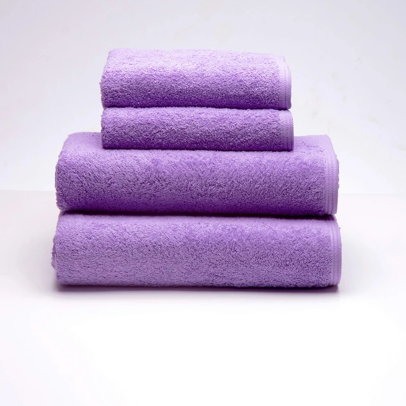 Sancarlos - Set of 4 Ocean Towels, 2 Washbasin and 2 Bathroom, Lilac, 100% Cotton, 550 g/m2