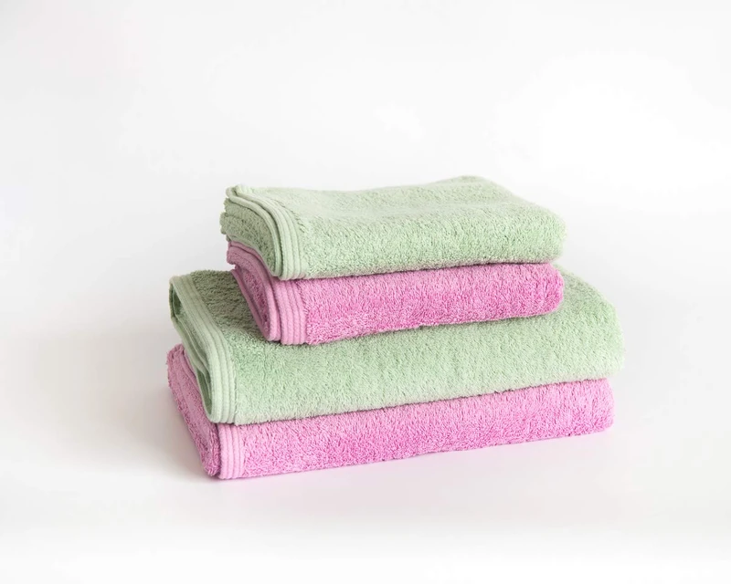 Sancarlos - Set of 4 ocean duo hand towels, 2 sinks and 2 bathrooms, colour bubble gum pink and green, 100% cotton, 550 g/m²
