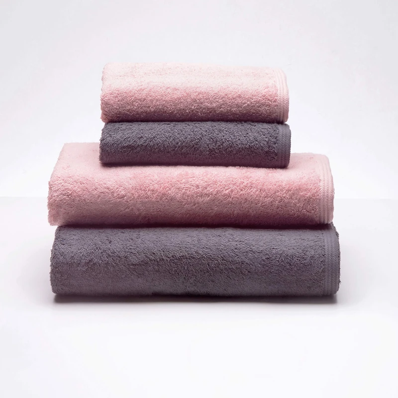 Sancarlos - Set of 4 Ocean Duo Hand Towels, 2 Sinks and 2 Bath, Pink and Dark Grey, 100% Cotton, 550 g/m²