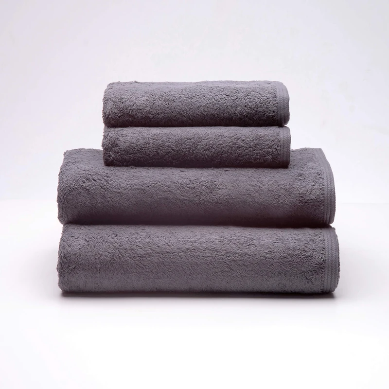Sancarlos - Set of 4 Ocean Towels, 2 Washbasin and 2 Bathroom, Dark Grey, 100% Cotton, 550 g/m2