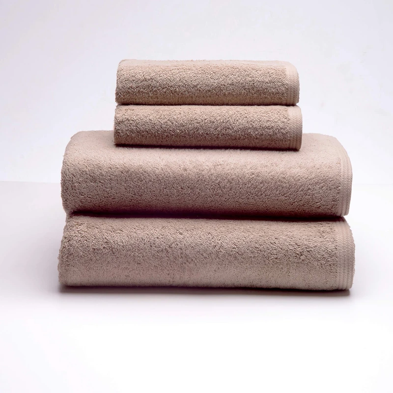 Sancarlos - Set of 4 Ocean Towels, 2 Washbasin and 2 Bathroom, Stone Color, 100% Cotton, 550 g/m2