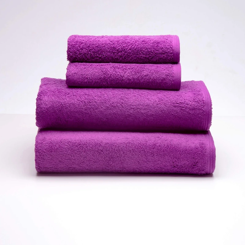 Sancarlos - Set of 4 Ocean Towels, 2 Wash Basin and 2 Bath Towels, Purple, 100% Cotton, 550 g/m2