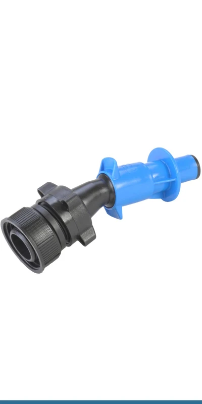 hünersdorff Filling aid for canisters with DIN 45 screws, HD-PE, with union nut and adapter on closure, black/light blue
