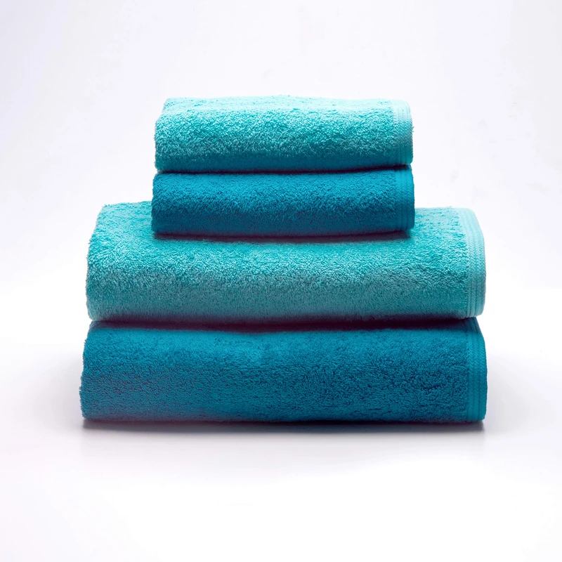 Sancarlos - Set of 4 Ocean Duo Hand Towels, 2 Basins and 2 Baths, Turquoise and Emerald, 100% Cotton, 550 g/m²