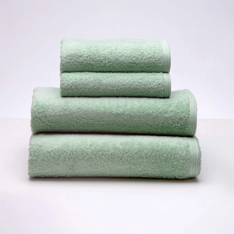 Sancarlos - Set of 4 Ocean Towels, 2 Washbasin and 2 Bath Towels, Powder Green, 100% Cotton, 550 g/m2