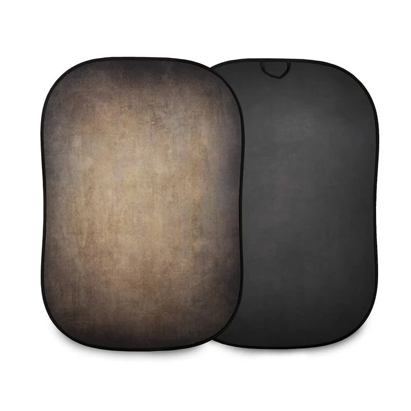 Manfrotto Vintage Collapsible 1.5 x 2.1m (5’ x 7’) Walnut/Pewter, Backdrop, Double Sided, Collapsible, Portable, Reversible and Interview background, Portraits, Fashion, Food photography - LL LB5721