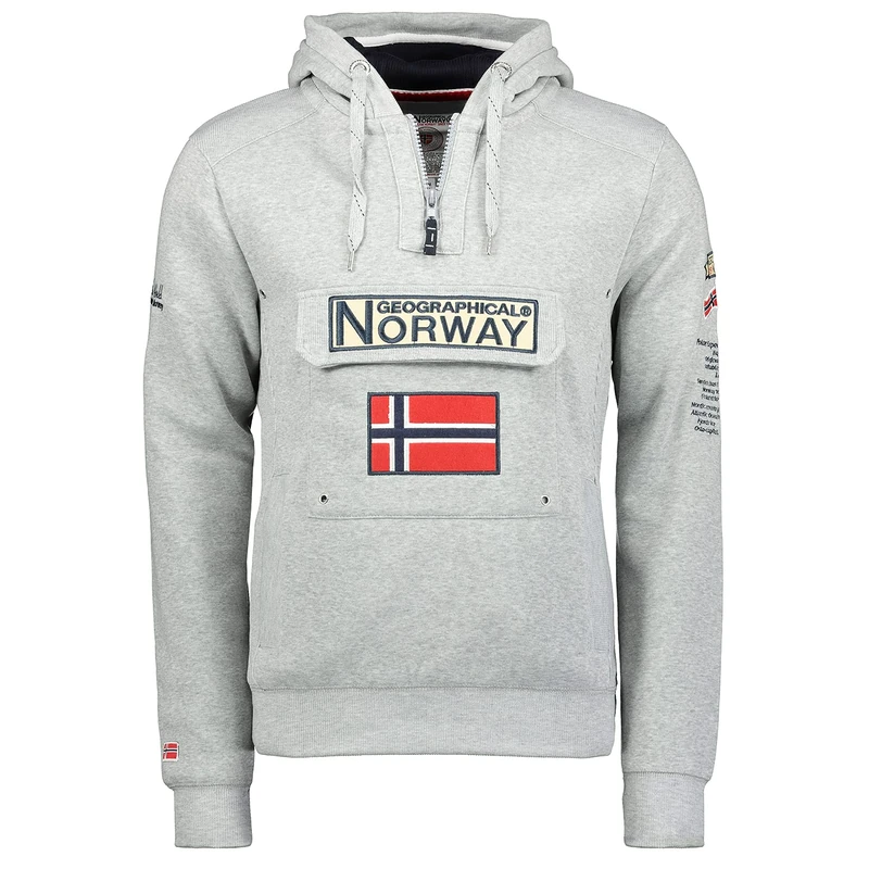 Geographical Norway Men's Gymclass Sports Hoodie, Gris Claro, S