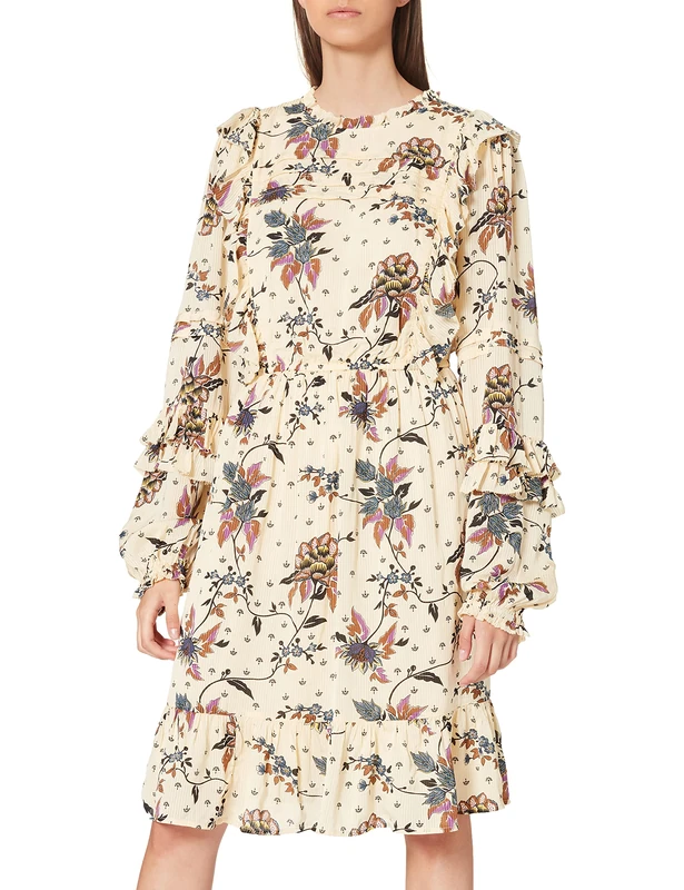 Scotch & Soda Women's Printed Ruffle Dress, Combo F 0222, M