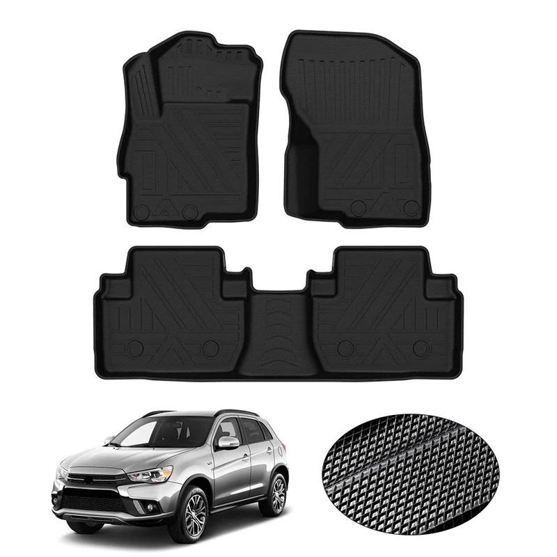 KUST All Weather Floor Mats for 2011-2021 Mitsubishi Outlander Accessories (Not fit for Outlander Sport or PHEV Models) Custom Fit Floor Liners 1st & 2nd Row Car Mats Black Non-Slip