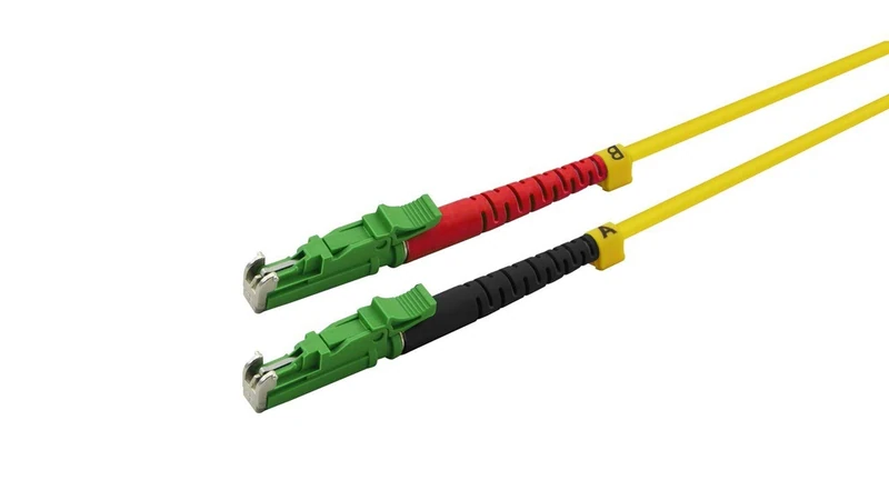 Helos Fibre Optic Patch Cable E2000® APC/E2000® APC (LSH) Duplex 9/125μm OS2 Yellow 2.0 m