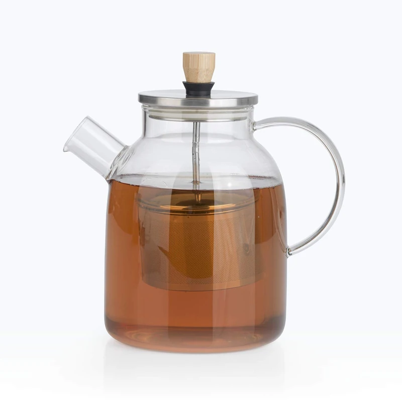 BEEM TEAPOT with Strainer Insert - 1.5l | Glass teapot with Stainless Steel Strainer Insert | Heat-Resistant Glass Pot with Tea Strainer for hot Tea or iced Tea | for Your Favourite Tea