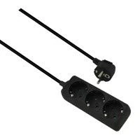 Helos Socket Strip Classic 3-Way Black 3.0 m without Switch