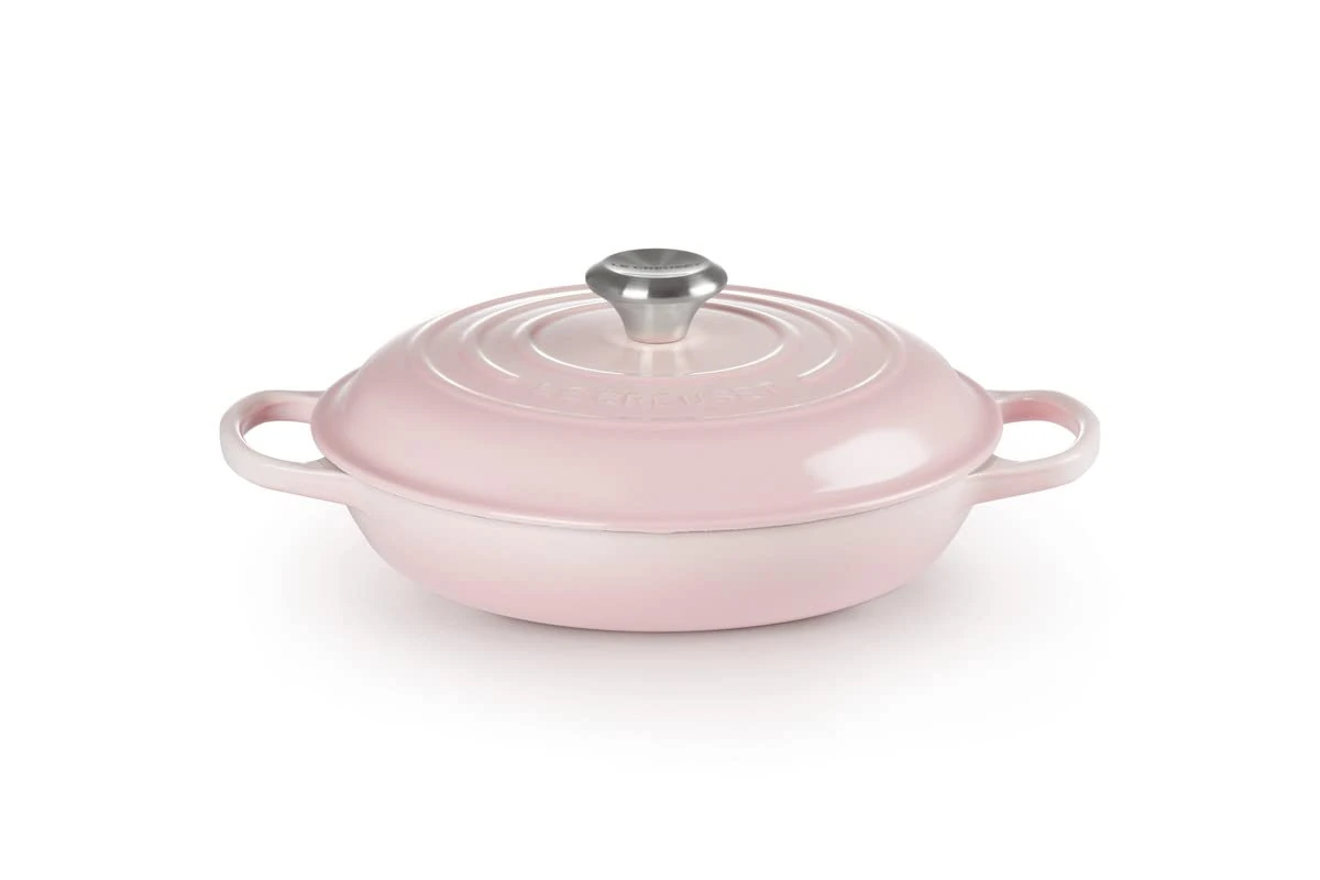 LE CREUSET Signature Sh.Casserole/braiser 26cm Shell Pink SS Knob