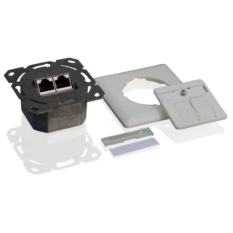 Helos Junction Box, Cat 6A (EIA/TIA), AP/UP, 2 Port, Horizontal, Pure White