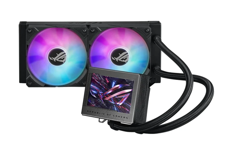 ASUS ROG Ryujin III 240 ARGB all in one liquid CPU cooler with 3.5" LCD, Asetek 8th gen pump, pump embedded fan and 2x ROG 120mm radiator magnetic daisy chainable ARGB fans