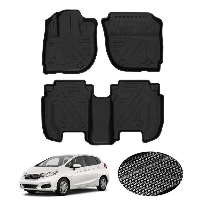 KUST All Weather Floor Mats for Honda Fit 2015-2021 Custom Fit Floor Liner 1st & 2nd Row Liners Non-Slip