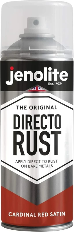 JENOLITE Directorust Spray Paint Satin Finish | CARDINAL RED | 400ml | Direct To Rust Spray Paint For Metal | All-In-One Multi Surface Paint for Metal, Wood, Plastic, Ceramic | RAL 3001