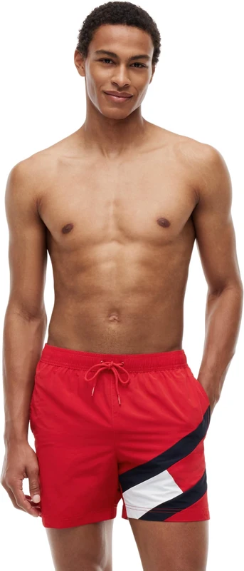 Tommy Hilfiger Men’s SF Medium Drawstring Mid Length Swim Shorts, Red (Primary Red), M