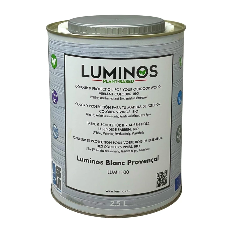 Luminos LUM1100 - Blanc PROVENÇAL - Water-Based Wood Stain Protector BIO - White 2,5L