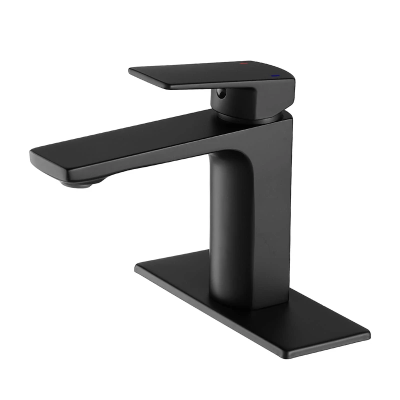 VOTON Black Bathroom Faucet Single Hole Bathroom Sink Faucet Modern Vanity Faucet, One Hole 3 Hole with Deck Plate, RV Camper Lavatory Bathroom Faucet