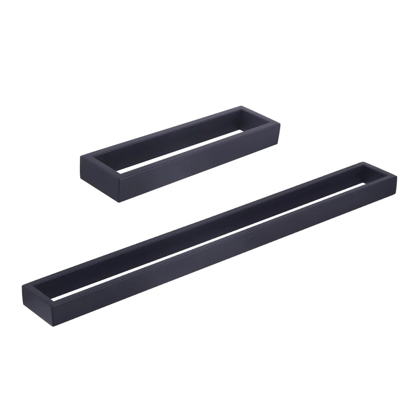 GERZWY Bathroom Hardware Set 2 Piece Black Towel Ring and Towel Bar SUS 304 Stainless Steel Wall Mounted Matte Black