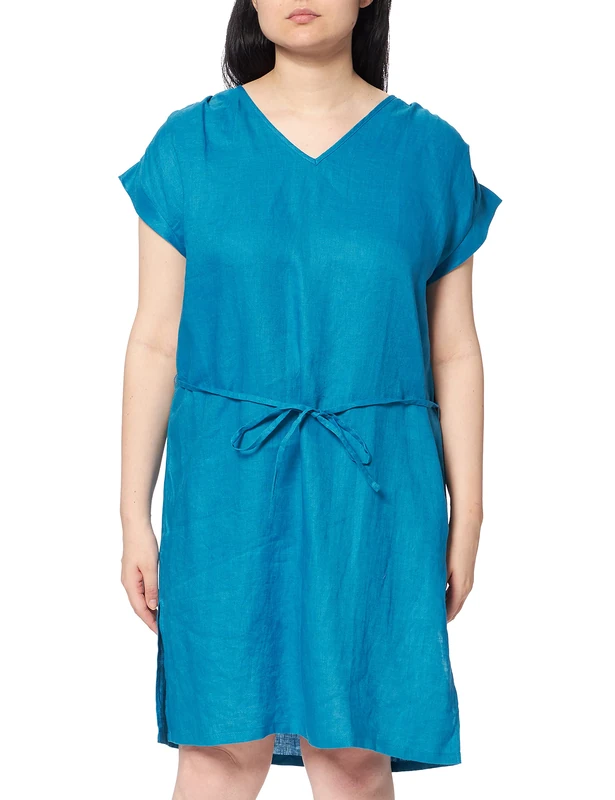APART Fashion Women's Dress with tie Belt, Blue, 8-20