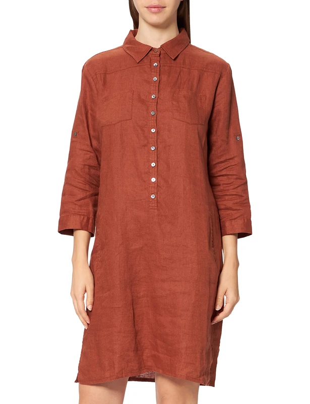 APART Fashion Women's Linen Dress, Brown, 8-20