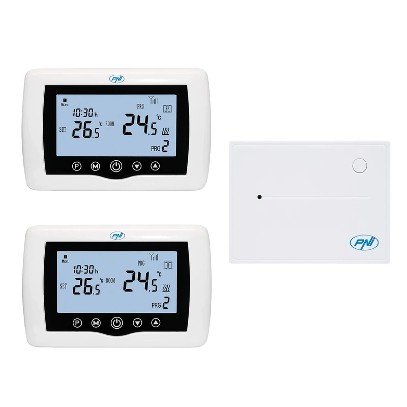 Smart Thermostat PNI CT400 Wireless, with WiFi, 2 Zone Control via Internet, for Central Heating, Pumps, Solenoid valves, APP TuyaSmart, Hysteresis 0.2 Degrees C