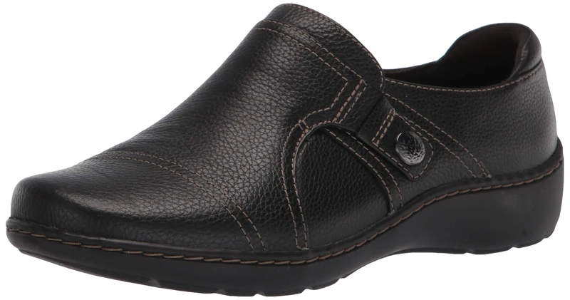 Clarks Women's Cora Poppy Loafer, Black Tumbled, 9 UK