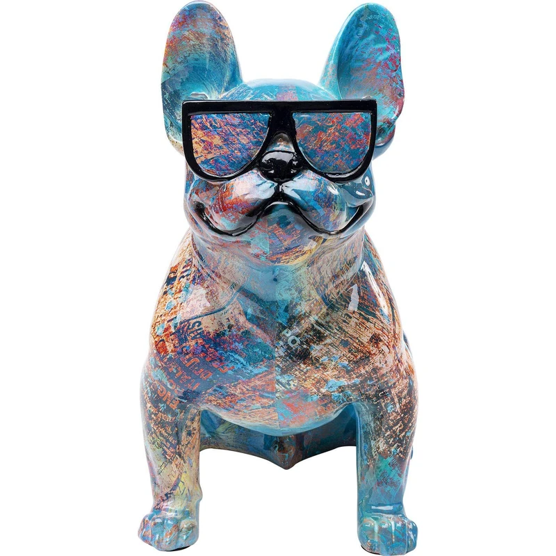 Kare Design Deco Figurine Dog Of Sunglass, Multicolored, Modern, Animal Statue, Unique Gift Idea, Decorative Home Accessories, Room Decor, Home Decor for Living Room, 37 x 30 x 20 cm (H/W/D) - Image 1