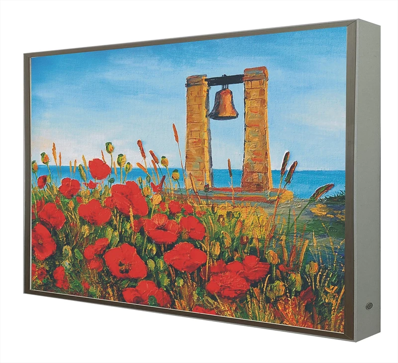White Lacquered Wood Frame with LED Poppy Field