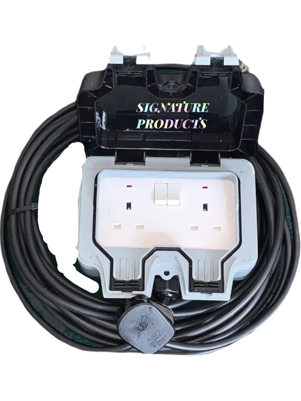 Outdoor Garden Extension Lead Socket IP66 Rated 1m to 25m Black Cable ALL LENGTHS (25M)