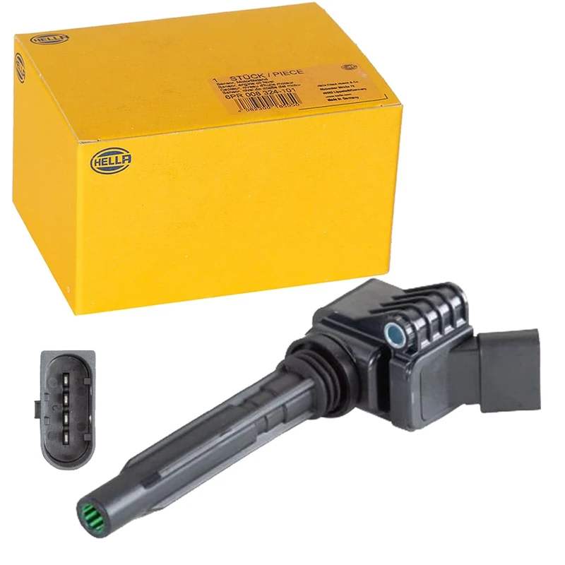 HELLA 5DA 358 057-521 Ignition Coil - 4-pin connector - Flush-Fitting Pencil Ignition Coils - Bolted