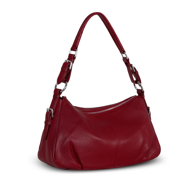 HESHE Leather Purses and Handbags Hobo Shoulder Bags Tote Bag Crossbody Purse Ladies Designer Satchel Bags, Wine, (L) 13.8" x (H) 6.7" x (W) 5.9 in - Image 1