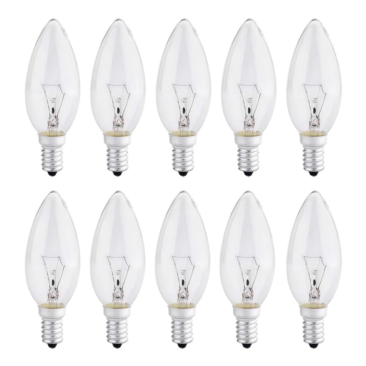 10 Pack Light Bulbs 40W SES Small Screw,E14 Candle Bulbs Dimmable, 230V