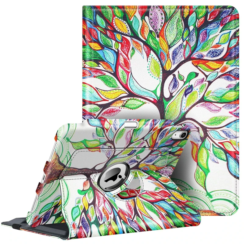 FINTIE Case for iPad Air 4th Generation 10.9 Inch 2020 with Pencil Holder [Support 2nd Gen Pencil Charging] - 360 Degree Rotating Stand Protective Cover with Auto Sleep/Wake, (Love Tree)