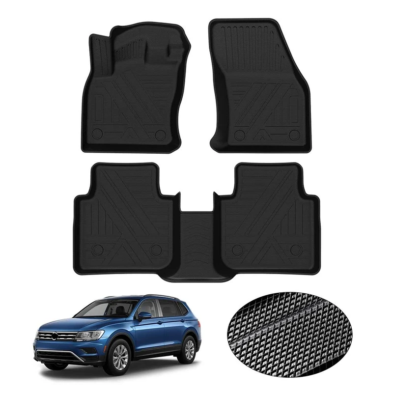 KUST All Weather Floor Mats for Volkswagen VW Tiguan 2018-2021 Custom Fit Floor Liner 1st & 2nd Row Liners Non-Slip