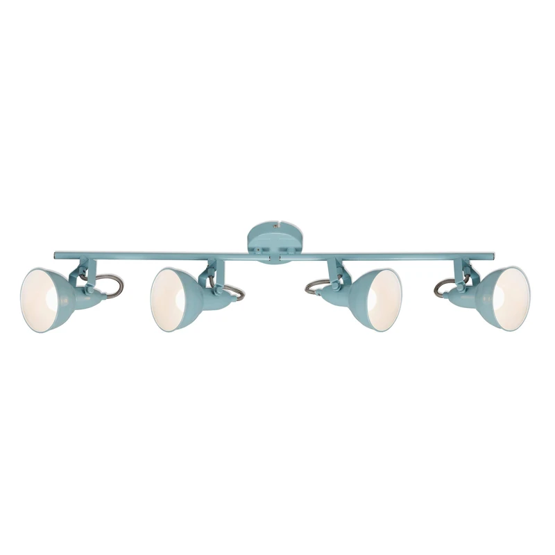 BRILONER Leuchten Ceiling Light, 4-Bulb Spotlight, can Pivot and Rotate, Retro/Vintage, 4 x E14, 40 Watts, Metal, Mint and White, 790x190mm (LxH), 2049-040