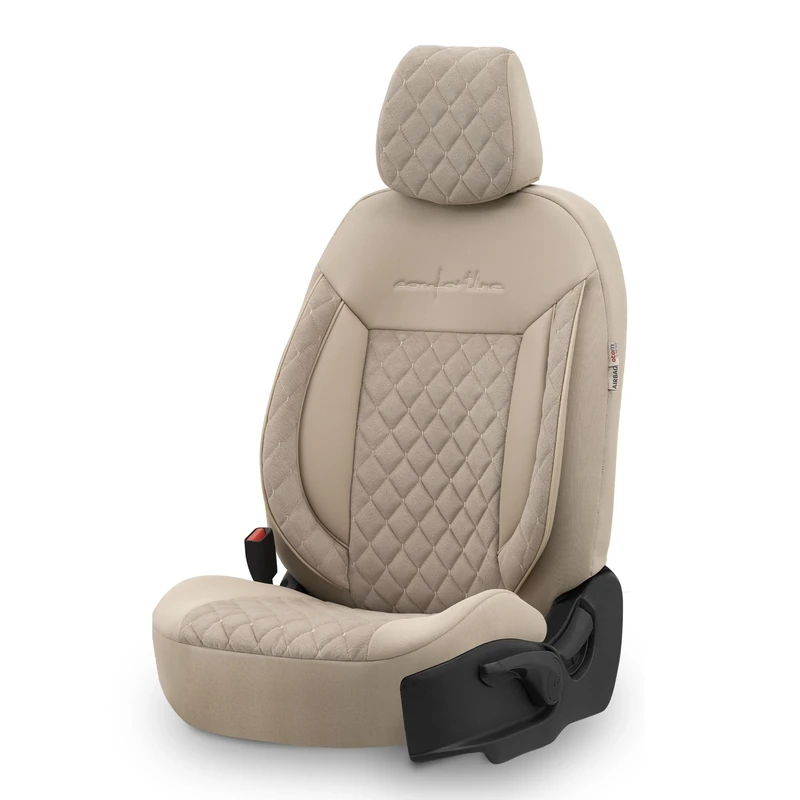 otoM Universal Velours/Fabric Seat cover set 'Comfortline VIP' Crème - 11-pieces - compatible with Side-Airbags